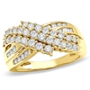 Thumbnail Image 1 of 1 CT. T.W. Diamond Three Row Crossover Ring in 10K Gold