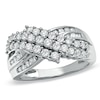 Thumbnail Image 0 of 1 CT. T.W. Diamond Three Row Crossover Ring in 10K White Gold