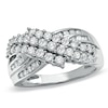 Thumbnail Image 1 of 1 CT. T.W. Diamond Three Row Crossover Ring in 10K White Gold