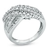 Thumbnail Image 1 of 1 CT. T.W. Diamond Three Row Crossover Ring in 10K White Gold