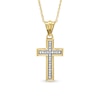Thumbnail Image 1 of 1/15 CT. T.W. Diamond Cross Pendant in 10K Gold - 16"