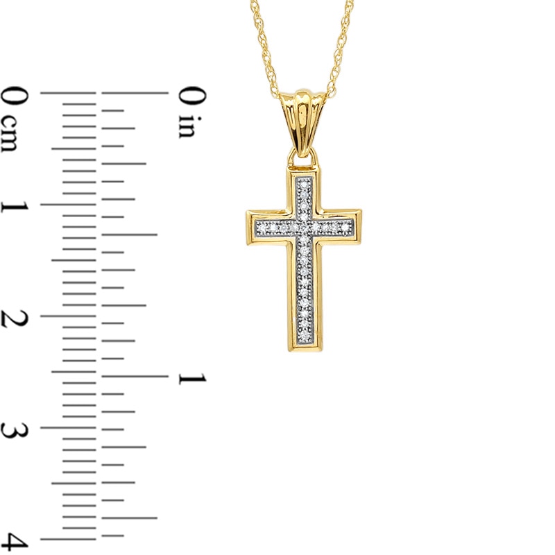 Main Image 2 of 1/15 CT. T.W. Diamond Cross Pendant in 10K Gold - 16"