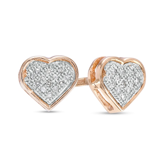 1/20 CT. T.w. Diamond PavÃ© Heart Stud Earrings in 10K Gold