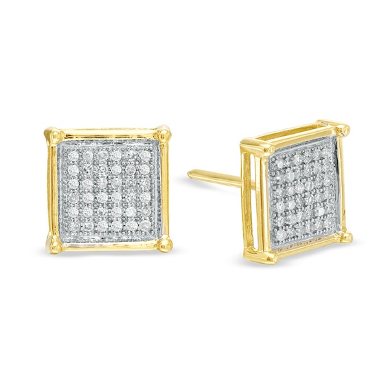 1 4 Ct Tw Diamond Micro Pave Square Stud Earrings In 10k Gold