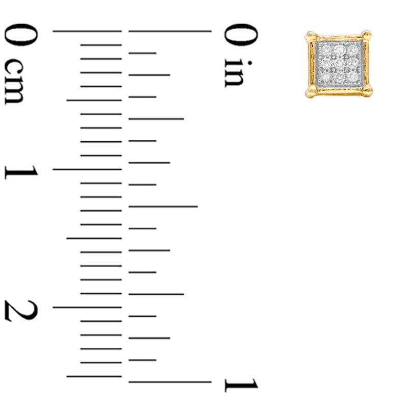 Main Image 2 of Diamond Accent Micro-Pavé Square Stud Earrings in 10K Two-Tone Gold