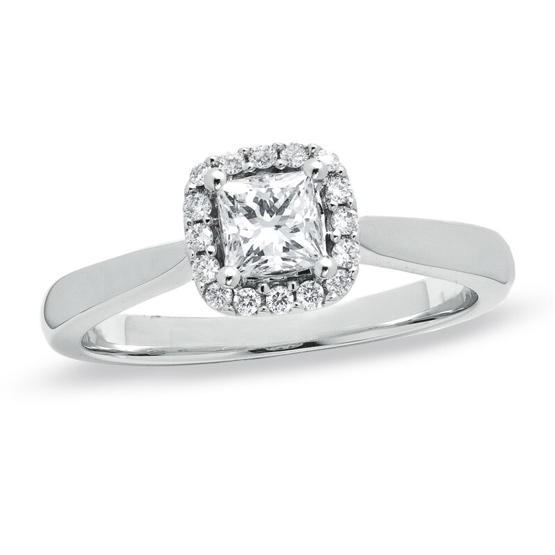 Main Image 1 of 5/8 CT. T.W. Princess-Cut Diamond Engagement Ring in 14K White Gold