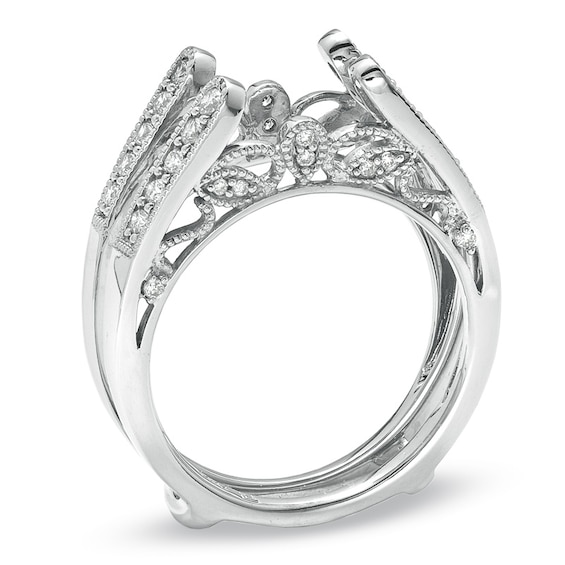 1/2 CT. T.w. Diamond Vintage-Style Cathedral Solitaire Enhancer in 14K White Gold