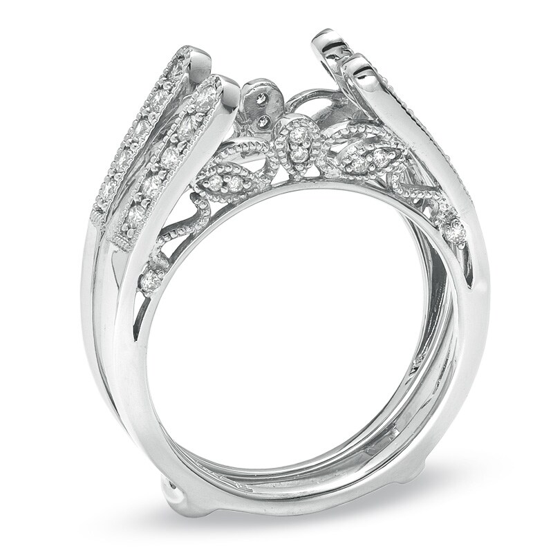 Main Image 2 of 1/2 CT. T.W. Diamond Vintage-Style Cathedral Solitaire Enhancer in 14K White Gold