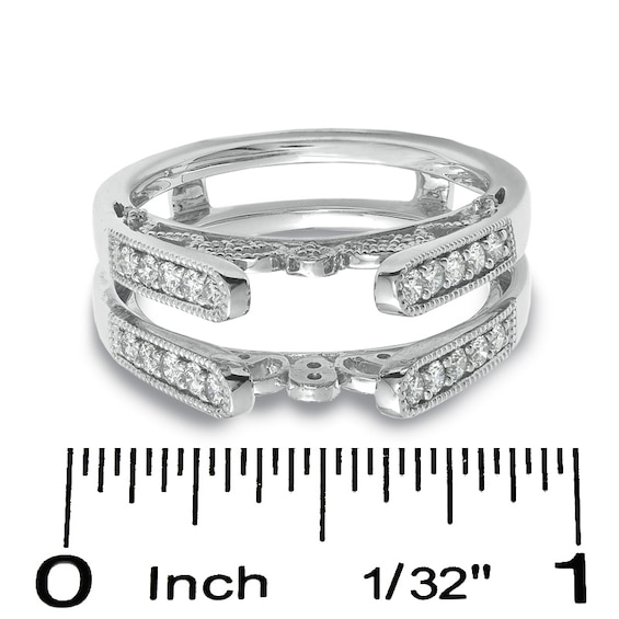 1/2 CT. T.w. Diamond Vintage-Style Cathedral Solitaire Enhancer in 14K White Gold