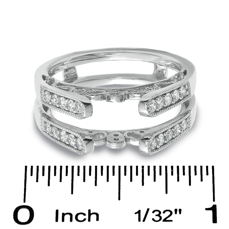 Main Image 3 of 1/2 CT. T.W. Diamond Vintage-Style Cathedral Solitaire Enhancer in 14K White Gold