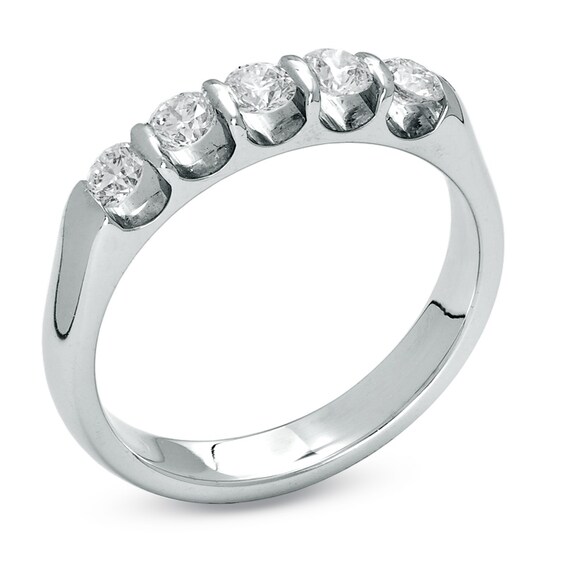 1/2 CT. T.w. Diamond Five Stone Band in 14K White Gold
