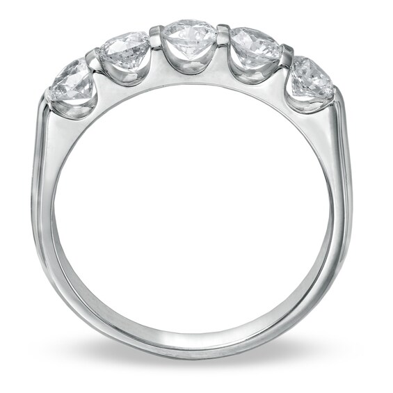 1 CT. T.w. Diamond Five Stone Bar Band in 14K White Gold