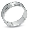 Thumbnail Image 1 of Men's 7.0mm Brushed Double Stripe Wedding Band in 10K White Gold - Size 10