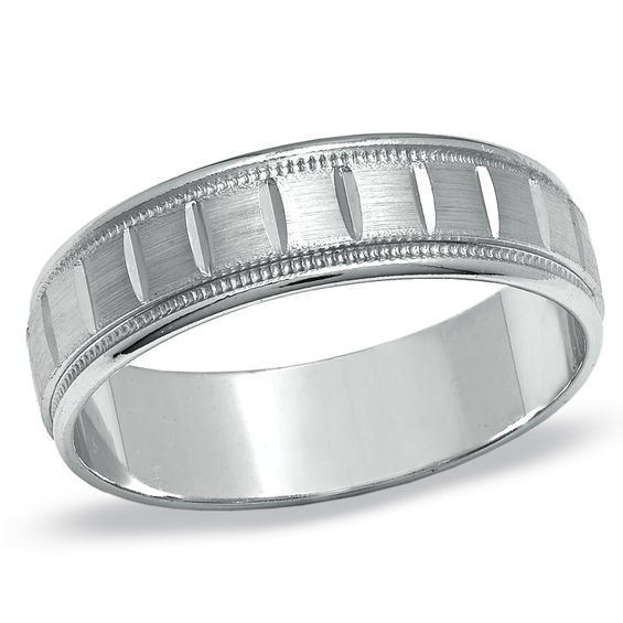 6.0mm Diamond-Cut Wedding Band in 10K White Gold