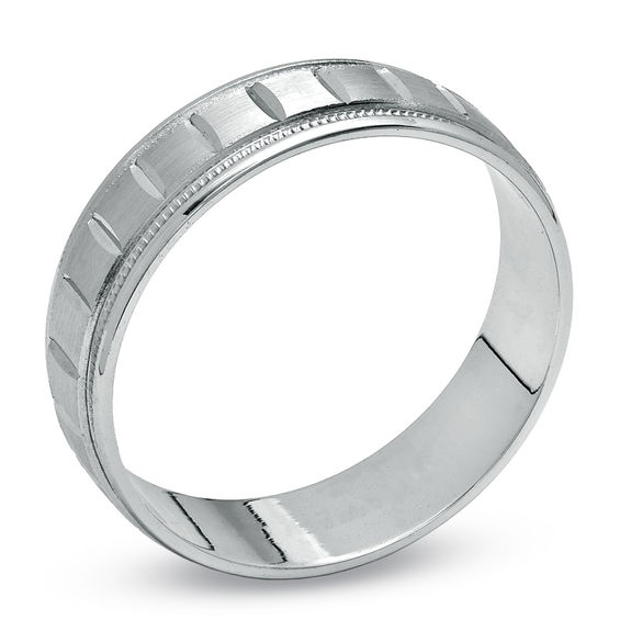 6.0mm Diamond-Cut Wedding Band in 10K White Gold