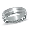 Thumbnail Image 1 of 7.0mm Double Stripe Wedding Band in 10K White Gold