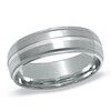 Thumbnail Image 0 of Men's 7.0mm Double Stripe Wedding Band in 10K White Gold