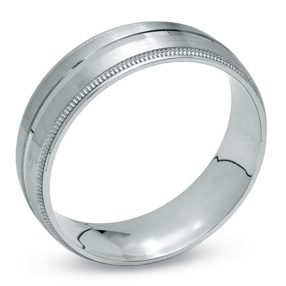 7.0mm Double Stripe Wedding Band in 10K White Gold