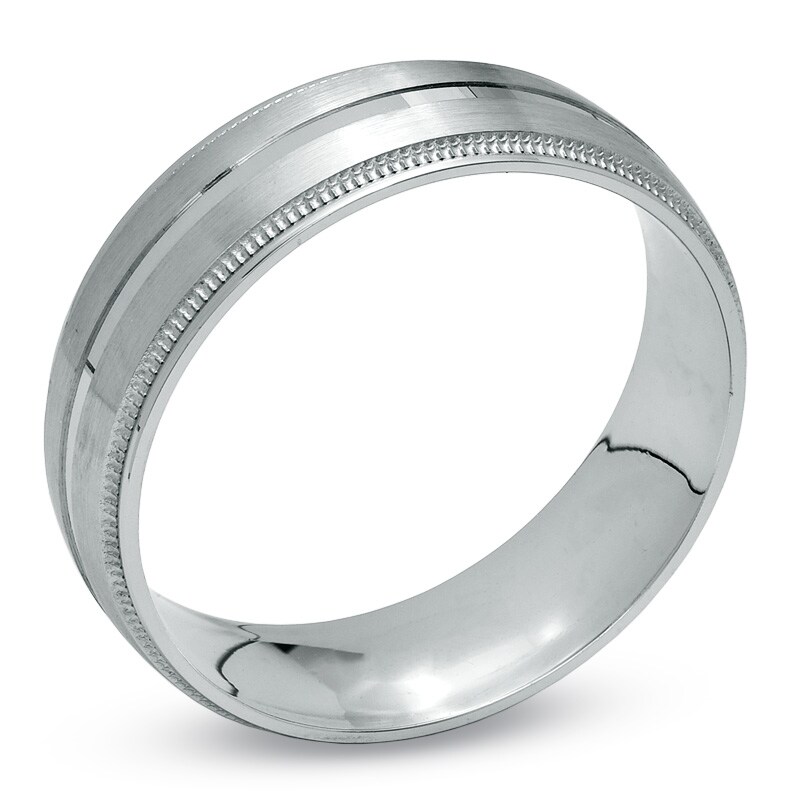Main Image 2 of 7.0mm Double Stripe Wedding Band in 10K White Gold