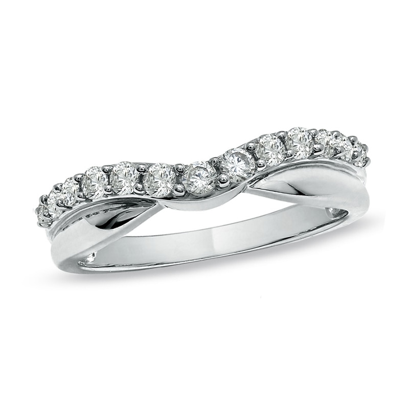 1/2 CT. T.W. Diamond Twist Contour Band in 14K White Gold