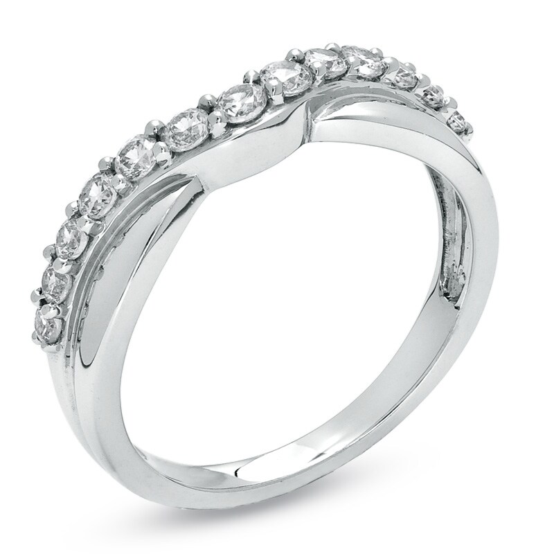 1/2 CT. T.W. Diamond Twist Contour Band in 14K White Gold