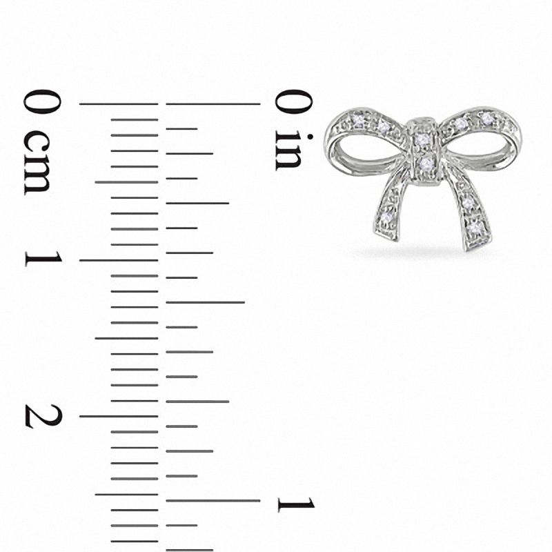 Main Image 2 of Diamond Accent Bow Earrings in Sterling Silver