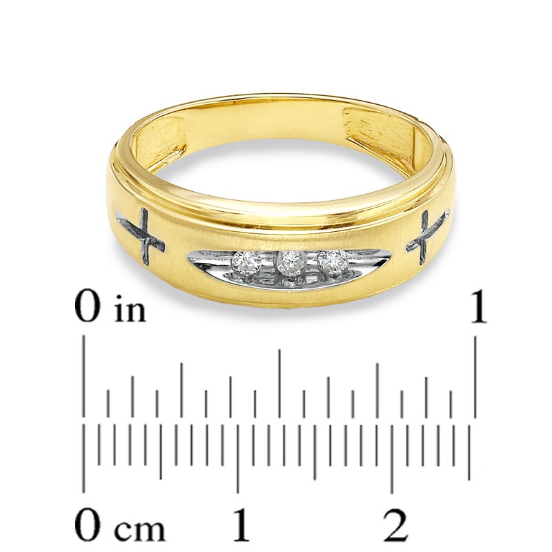 Men's 1/10 CT. T.W. Diamond Cross Wedding Band in 14K Gold