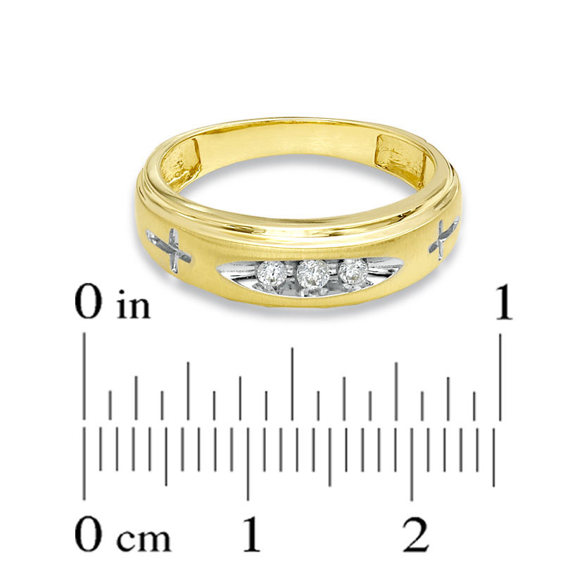 Ladies' Diamond Accent Cross Wedding Band in 14K Gold