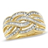 Thumbnail Image 0 of 3/8 CT. T.W. Baguette and Round Diamond Twist Band in 10K Gold