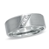 Thumbnail Image 0 of Men's Diamond Accent Three Stone Slanted Ring in Stainless Steel - Size 9