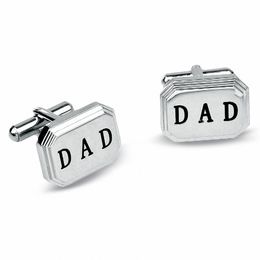 Stainless Steel and Black Enamel &quot;DAD&quot; Cuff Links