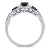 Thumbnail Image 2 of 1/2 CT. T.W. Enhanced Black and White Diamond Three Stone Braided Framed Ring in 10K White Gold