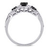 Thumbnail Image 3 of 1/2 CT. T.W. Enhanced Black and White Diamond Three Stone Braided Framed Ring in 10K White Gold