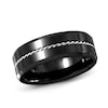 Men's 8.0mm Ceramic and Sterling Silver Twist Rope Wedding Band