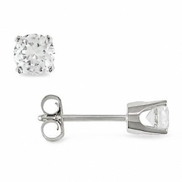 4.0mm Lab-Created White Sapphire Stud Earrings in 10K White Gold