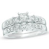 Thumbnail Image 1 of 1-1/2 CT. T.W. Princess-Cut Diamond Three Stone Bridal Set in 14K White Gold