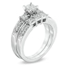 Thumbnail Image 2 of 1-1/2 CT. T.W. Princess-Cut Diamond Three Stone Bridal Set in 14K White Gold
