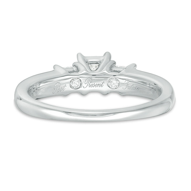 Main Image 3 of 1-1/2 CT. T.W. Princess-Cut Diamond Three Stone Bridal Set in 14K White Gold