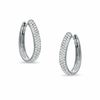 Thumbnail Image 1 of 1 CT. T.W. Diamond Pavé Hoop Earrings in 14K White Gold