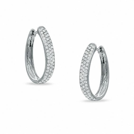 1 CT. T.w. Diamond PavÃ© Hoop Earrings in 14K White Gold