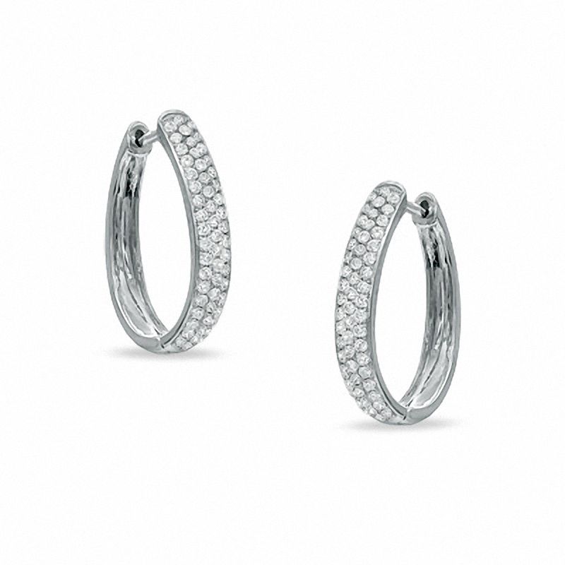Main Image 1 of 1 CT. T.W. Diamond Pavé Hoop Earrings in 14K White Gold