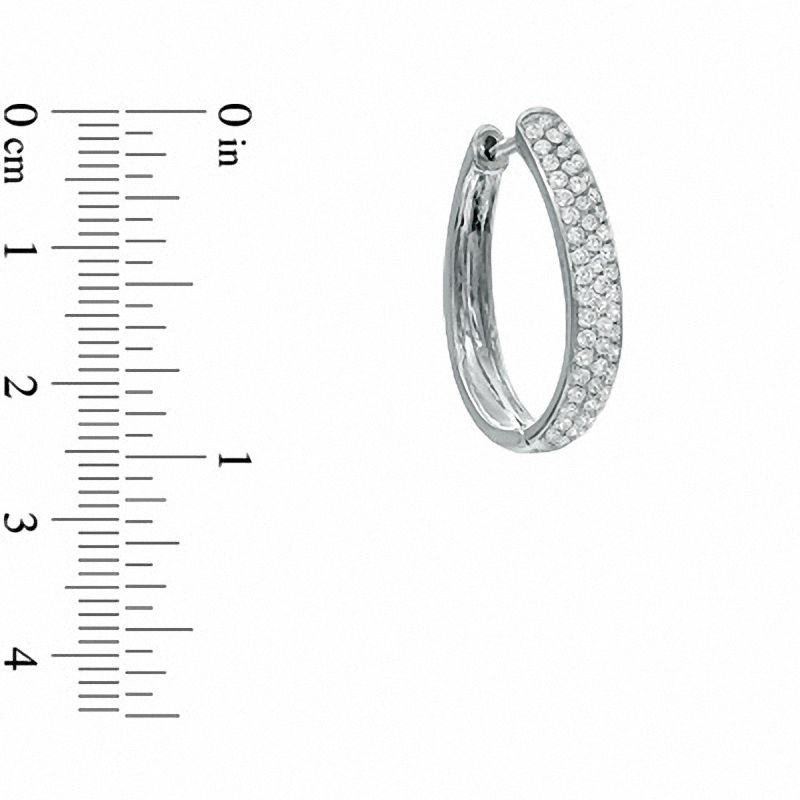 Main Image 2 of 1 CT. T.W. Diamond Pavé Hoop Earrings in 14K White Gold