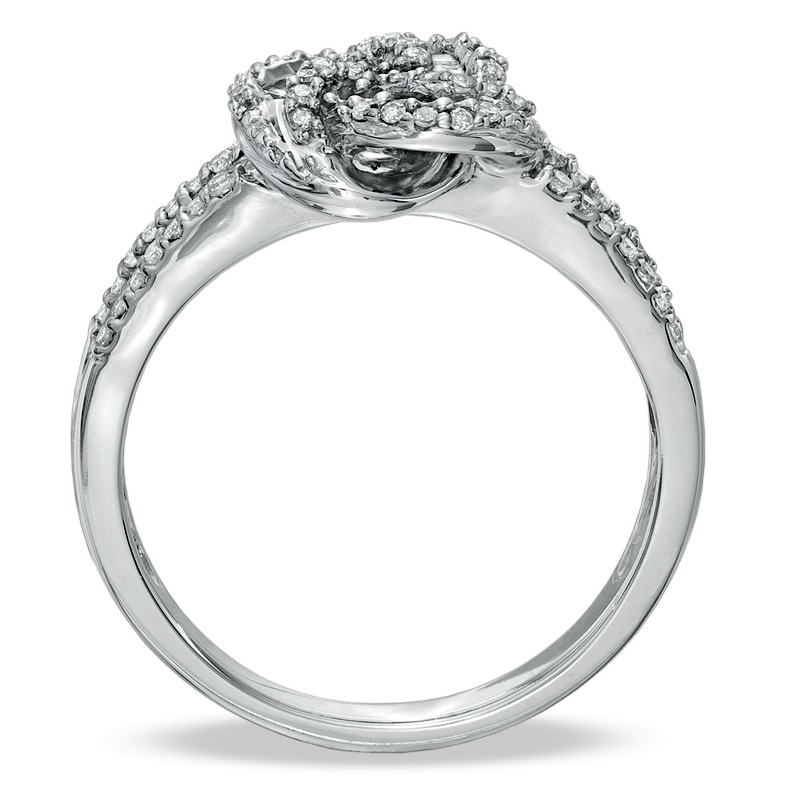 Main Image 2 of 1/2 CT. T.W. Diamond Twisted Knot Ring in 10K White Gold