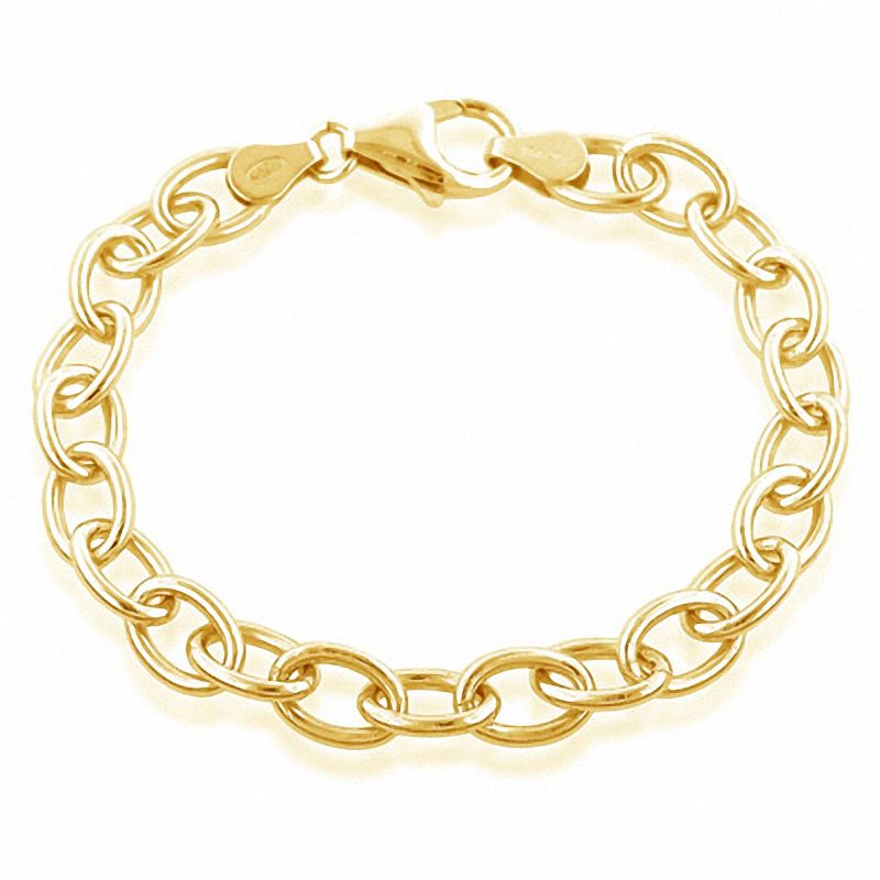 Main Image 1 of Oval Link Charm Bracelet in Sterling Silver and 18K Gold Plate - 7.5"