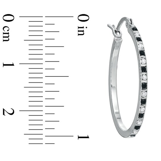 Diamond Fascinationâ¢ Black and White Alternating Hoops in Sterling Silver