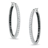 Thumbnail Image 1 of Diamond Fascination™ Black and White In and Out Hoops in Sterling Silver