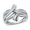 Thumbnail Image 1 of 1/2 CT. T.W. Baguette Diamond Foldover Knot Ring in 10K White Gold