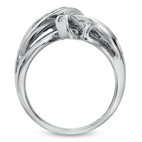 1/2 CT. T.w. Baguette Diamond Foldover Knot Ring in 10K White Gold