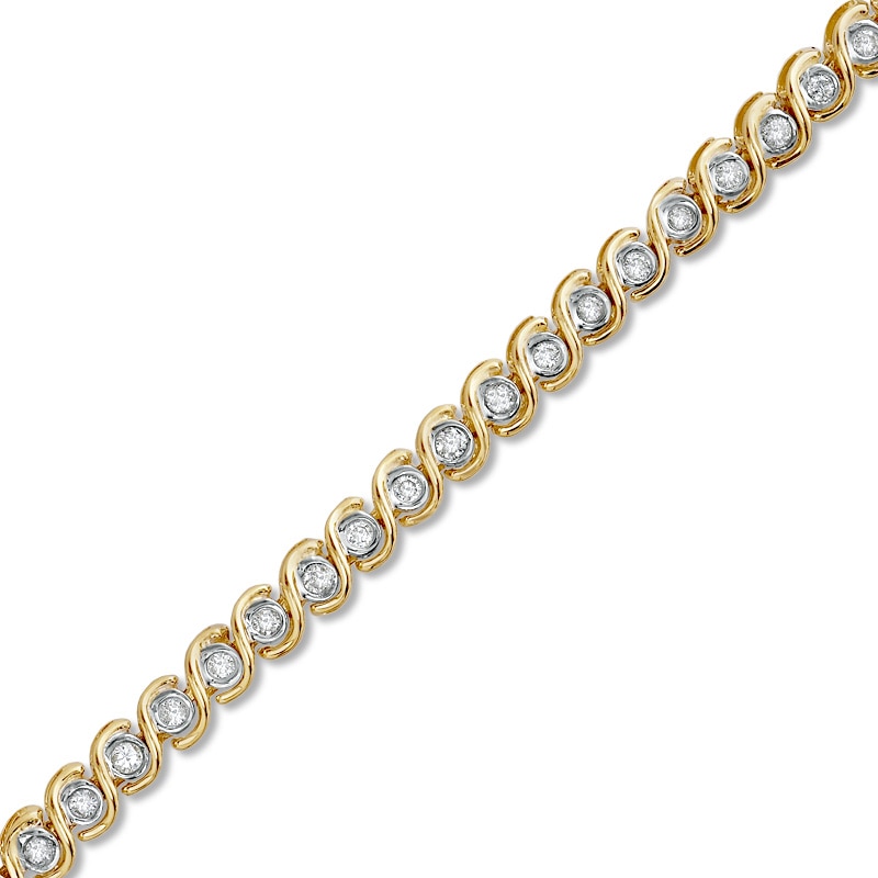 Main Image 1 of 1 CT. T.W. Diamond "S" Link Bracelet in 10K Gold - 7.25"