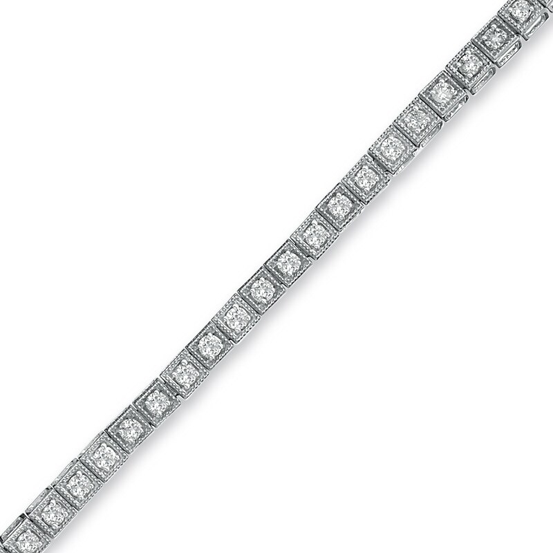 Main Image 1 of 2 CT. T.W. Diamond Square Bracelet in 10K White Gold - 7.25"